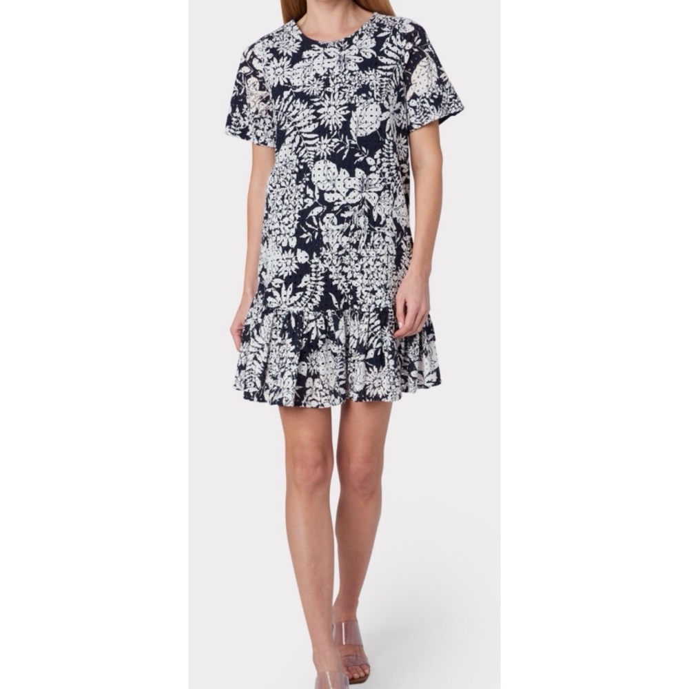 Milly Brynn Blue Painted Eyelet Dress Size 0-2